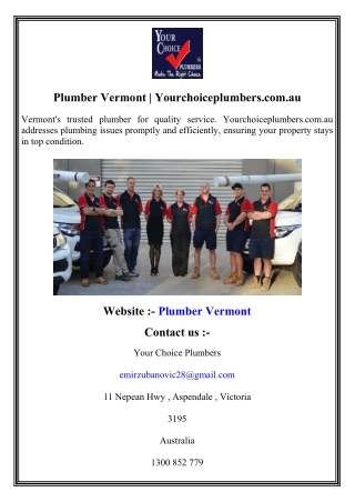 Plumber Vermont   Yourchoiceplumbers.com.au