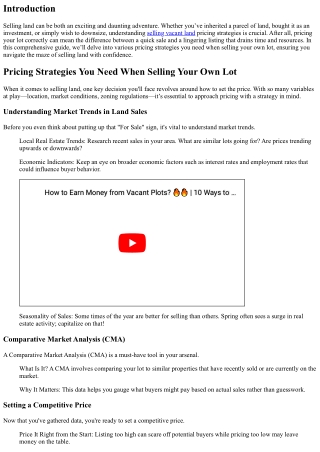 Pricing Strategies You Need When Selling Your Own Lot