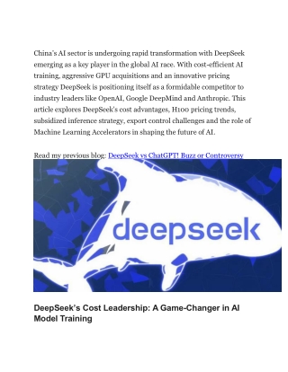 The Competitive AI Landscape and DeepSeek’s Expanding Influence