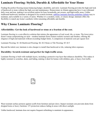 Why Laminate Flooring is a Great Option for Atlanta Homes