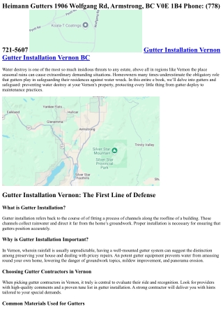 “Gutters and Safety: Preventing Water Damage at Your Vernon's Property”