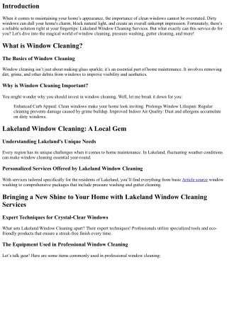 Bringing a New Shine to Your Home with Lakeland Window Cleaning Services