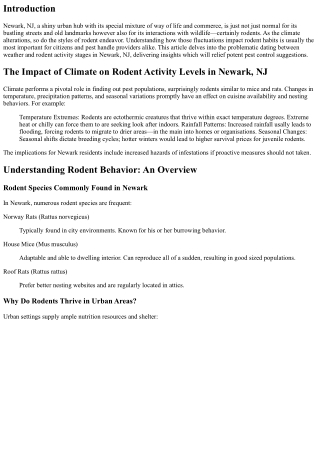 The Impact of Climate on Rodent Activity Levels in Newark, NJ