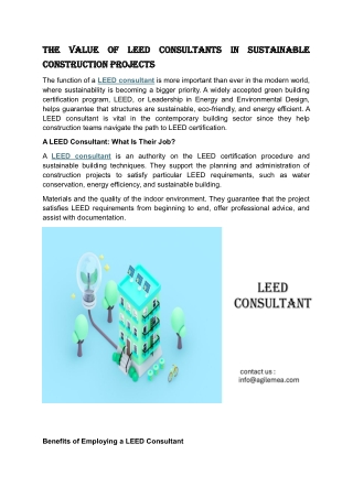 The Value of LEED Consultants in Sustainable Construction Projects