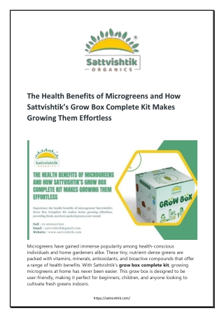 The Health Benefits of Microgreens and How Sattvishtik’s Grow Box Complete Kit Makes Growing Them Effortless