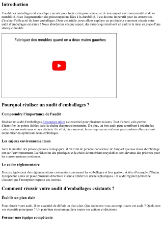 Comment réussir votre audit d’emballages existants ?