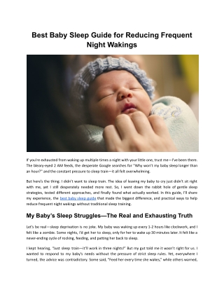 Best Baby Sleep Guide for Reducing Frequent Night Wakings