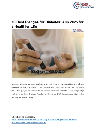 10 Best Pledges for Diabetes: Aim 2025 for a Healthier Life