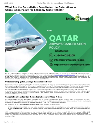 Qatar Airways cancellation policy | Tour N Travel Pro