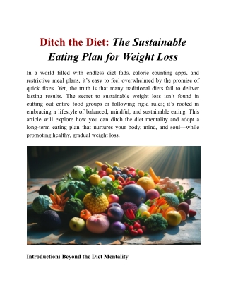 Ditch the Diet_ The Sustainable Eating Plan for Weight Loss