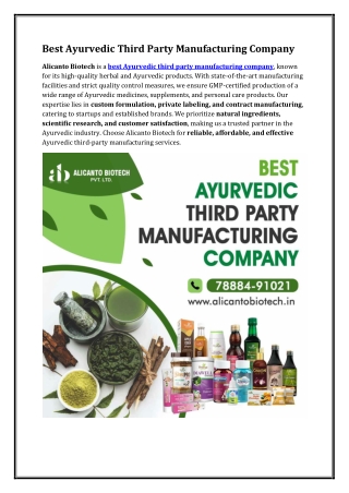 Best Ayurvedic Third Party Manufacturing Company