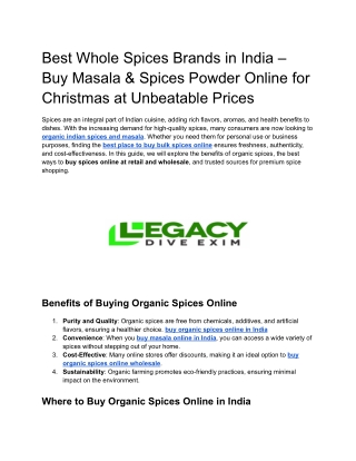 Best Whole Spices Brands in India – Buy Masala & Spices Powder Online for Christmas at Unbeatable Prices