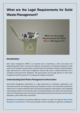 What are the Legal Requirements for Solid Waste Management