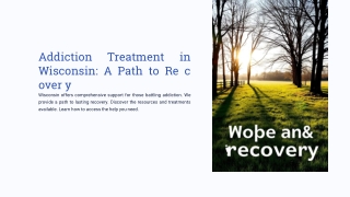 Addiction Treatment in Wisconsin A Path to Recovery