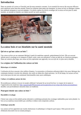 La caisse bois et ses bienfaits sur la santé mentale