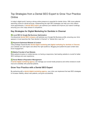 Top Strategies from a Dental SEO Expert to Grow Your Practice Online