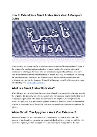 How to Extend Your Saudi Arabia Work Visa_ A Complete Guide