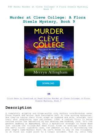 PDF Books Murder at Cleve College A Flora Steele Mystery  Book 9