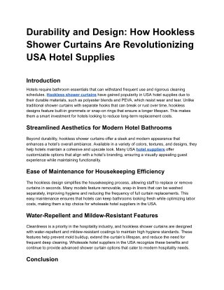 Durability and Design_ How Hookless Shower Curtains Are Revolutionizing USA Hotel Supplies