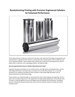 Revolutionizing Printing with Precision-Engineered Cylinders for Enhanced