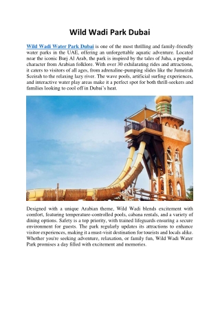 Wild Wadi Park Dubai