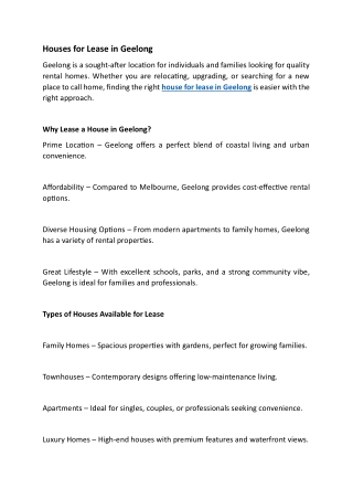 Houses for Lease in Geelong