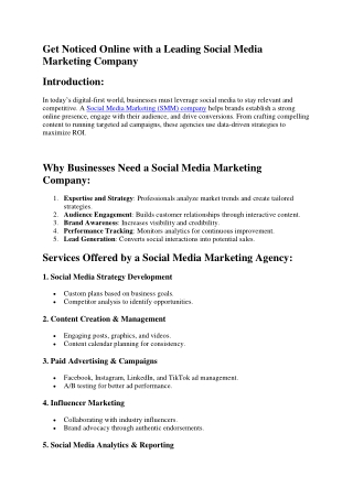 Get Noticed Online with a Leading Social Media Marketing Company