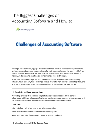 The Biggest Challenges of Accounting Software and How to Overcome Them
