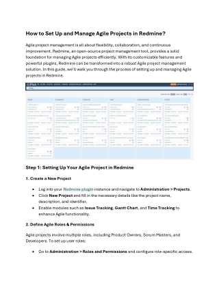 How to Set Up and Manage Agile Projects in Redmine?