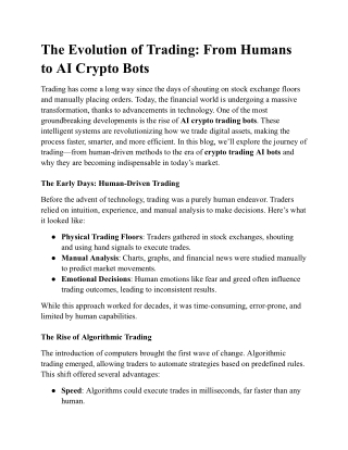 The Evolution of Trading: From Humans to AI Crypto Bots