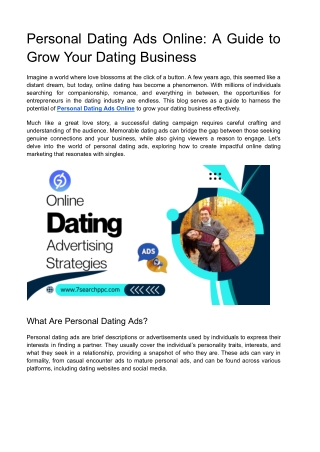 Personal Dating Ads Online: A Guide to Growing Your Dating Business