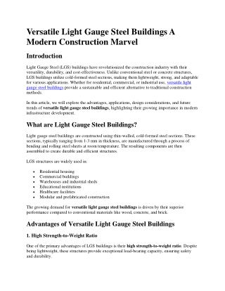 Versatile Light Gauge Steel Buildings A Modern Construction Marvel