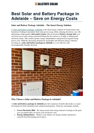 Solar and Battery Package Adelaide