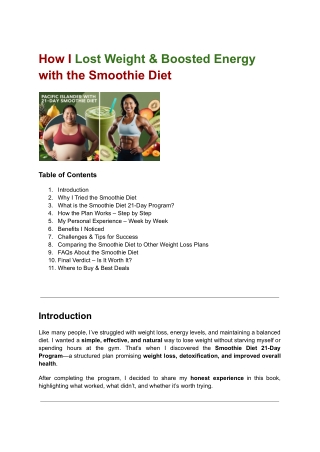 How I Lost Weight & Boosted Energy with the Smoothie Diet