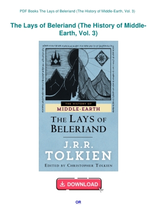 PDF Books The Lays of Beleriand (The History of Middle-Earth  Vol. 3)