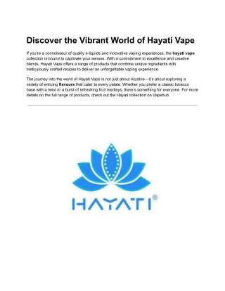 Discover the Vibrant World of Hayati Vape