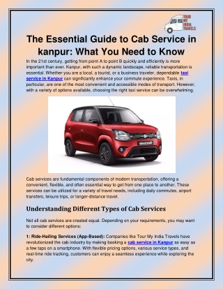 Taxi service in Kanpur
