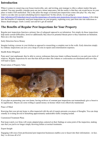 The Benefits of Regular Pest Inspections for Your Property
