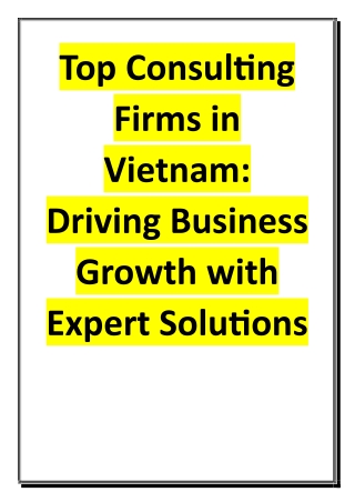 Top Consulting Firms in Vietnam - Driving Business Growth with Expert Solutions