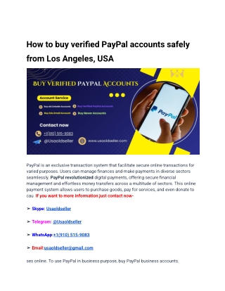 How to buy verified PayPal accounts safely from Los Angeles, USA