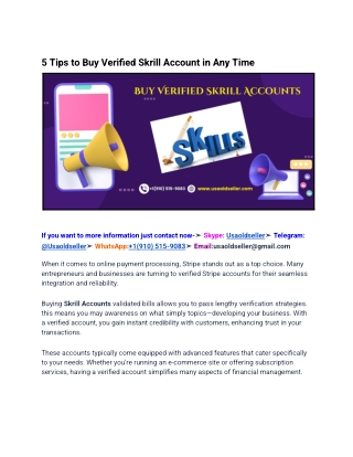 5 Tips to Buy Verified Skrill Account in Any Time