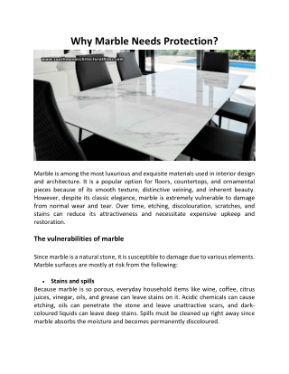 Why Marble Needs Protection?