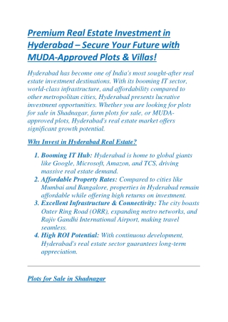 Invest in Secure MUDA-Approved Farm Plots – Your Gateway to Prosperity!