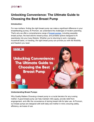 Unlocking Convenience_ The Ultimate Guide to Choosing the Best Breast Pump