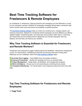 Best Time Tracking Software for Freelancers & Remote Employees