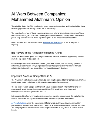 AI Wars Between Companies Mohammed Alothman’s Opinion