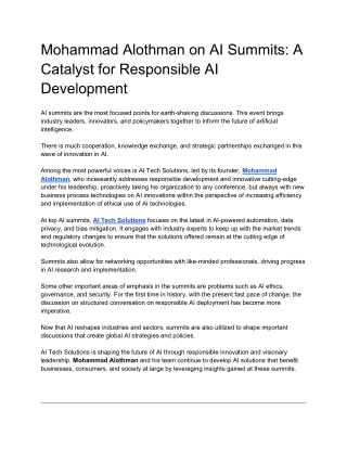 Mohammad Alothman on AI Summits A Catalyst for Responsible AI Development
