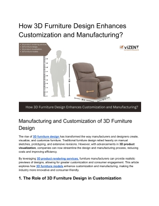 How 3D Furniture Design Enhances Customization and Manufacturing