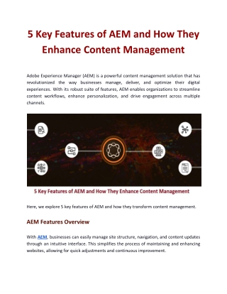 5 Key Features of AEM and How They Enhance Content Management