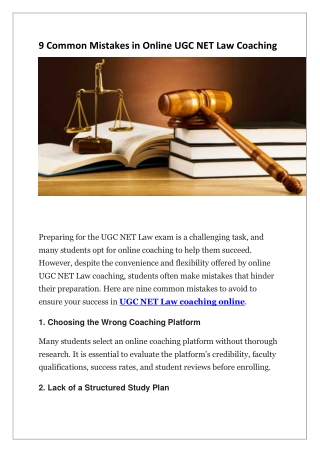 9 Common Mistakes in Online UGC NET Law Coaching